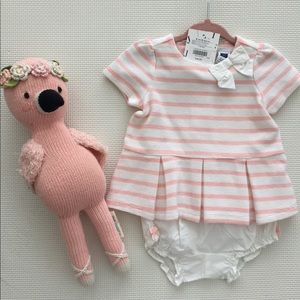 Janie and Jack pink pleated stripe dress set